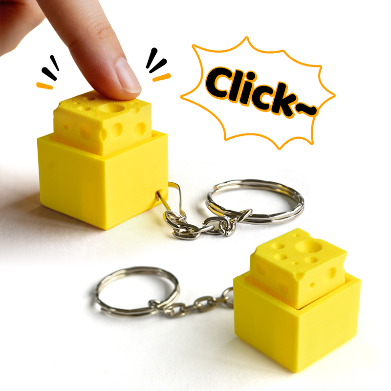 3D Printing Fidget Toys - 3D プリントチーズキーフィジェットクリッカーキーホルダーミニキーボードキーキャップストレスリリーフ感覚玩具バックパックペンダントギフト抗不安
