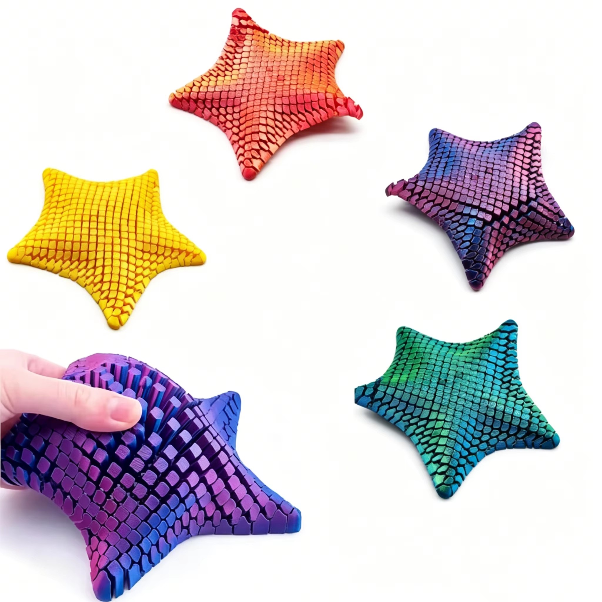 3D Printing Fidget Toys - 3Dプリント製の関節可動式ヒトデ、柔軟なジョイント付きフィジェットトイ、触覚ストレス解消ポケットデスクトップマリンオーナメント、大人のためのリラックスギフト