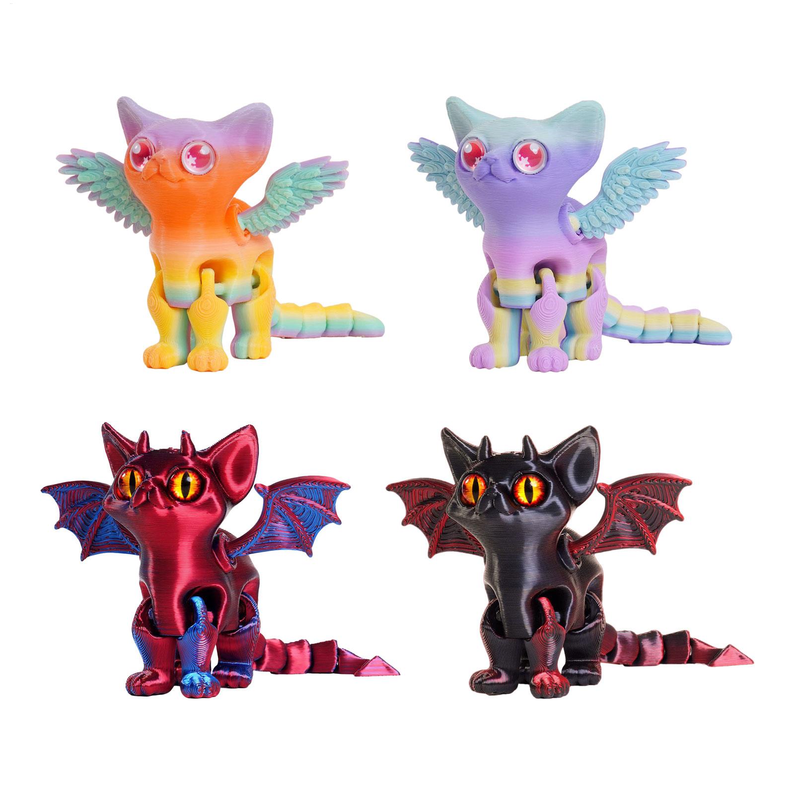 3D Printing Fidget Toys - 3Dプリント動物 3Dプリント猫フィギュア デスク用可動式多関節オーナメント ペット愛好家・ティーン向けフィジェットトイ