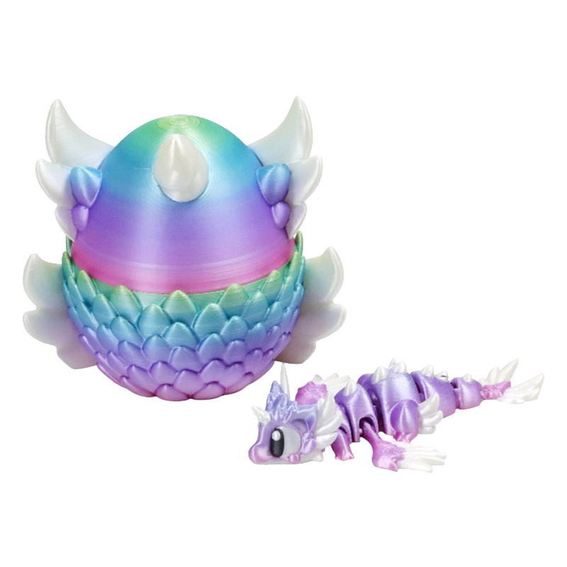 3D Printing Egg - グラデーション3Dプリントドラゴンエッグ＆ドラゴンフィギュアおもちゃセット、キュートなユニコーン型ストレス解消フィジェットトイ、デスクデコレーションギフト