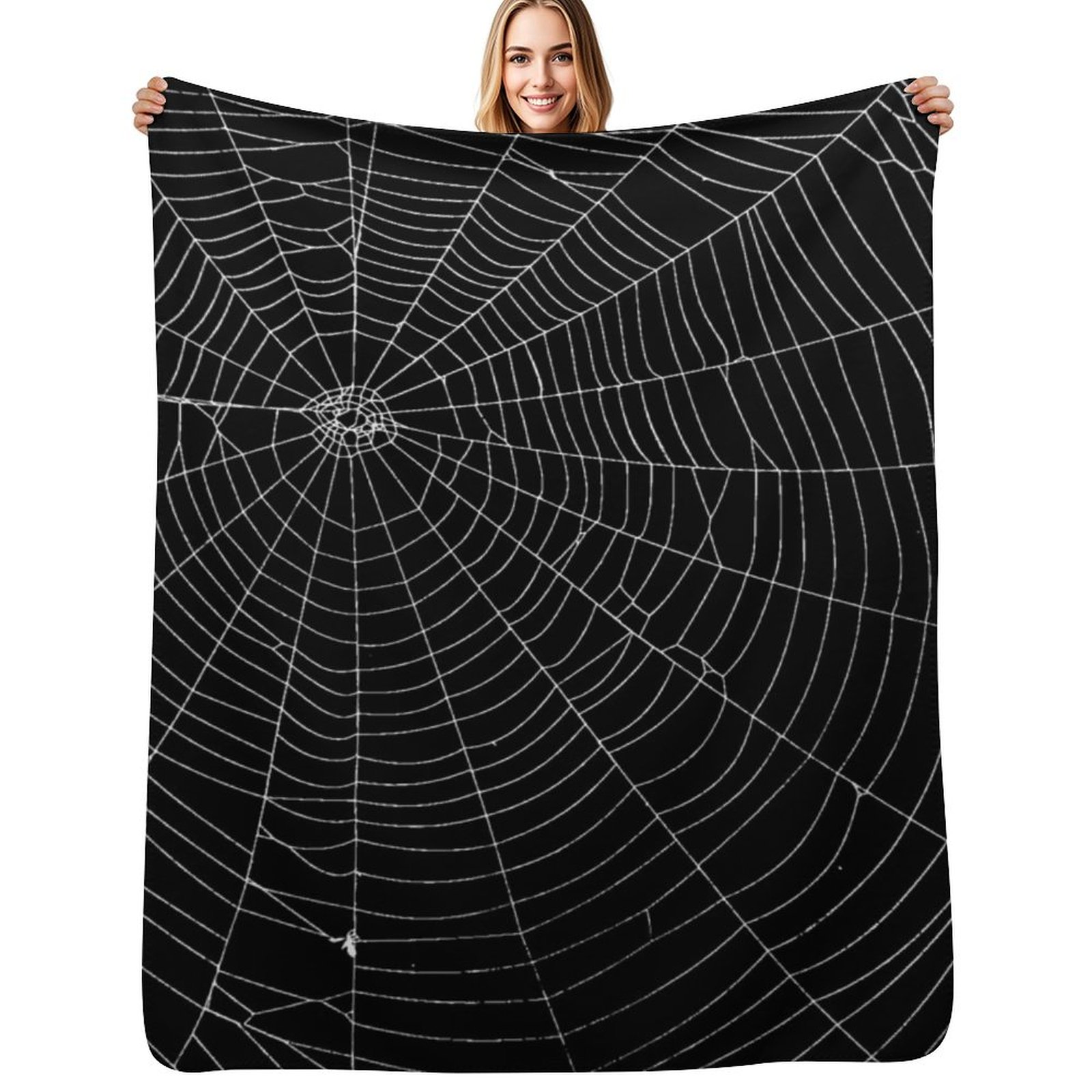 3D Printing Web - スパイダーウェブ柄スローケット、毛足の長いベッド用チェック柄フランネル装飾品、赤ちゃん用、ソファ用ブランケット