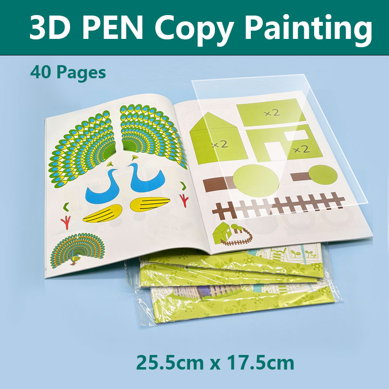 3D Printing Templates Free - グラフィックテンプレートと絵画チュートリアル付きの3Dペン描画ブック 両面印刷クリエイティブアート用PVC透明プレート