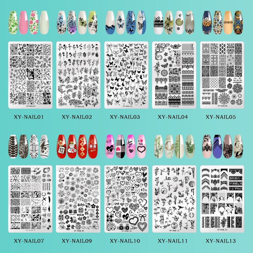3D Printing Templates Free - 新しいステンレス鋼ネイル印刷プレート再利用可能なマニキュアネイル転写テンプレート DIY ネイルアートステンシルネイルサロン
