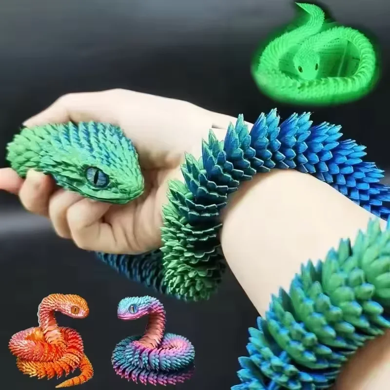 3D Printing Fidget Toys - 3D プリントヘビ可動ジョイントそわそわおもちゃ置物シミュレーションヘビオフィスデスクトップ装飾クリスマスギフト工芸品ミニチュア