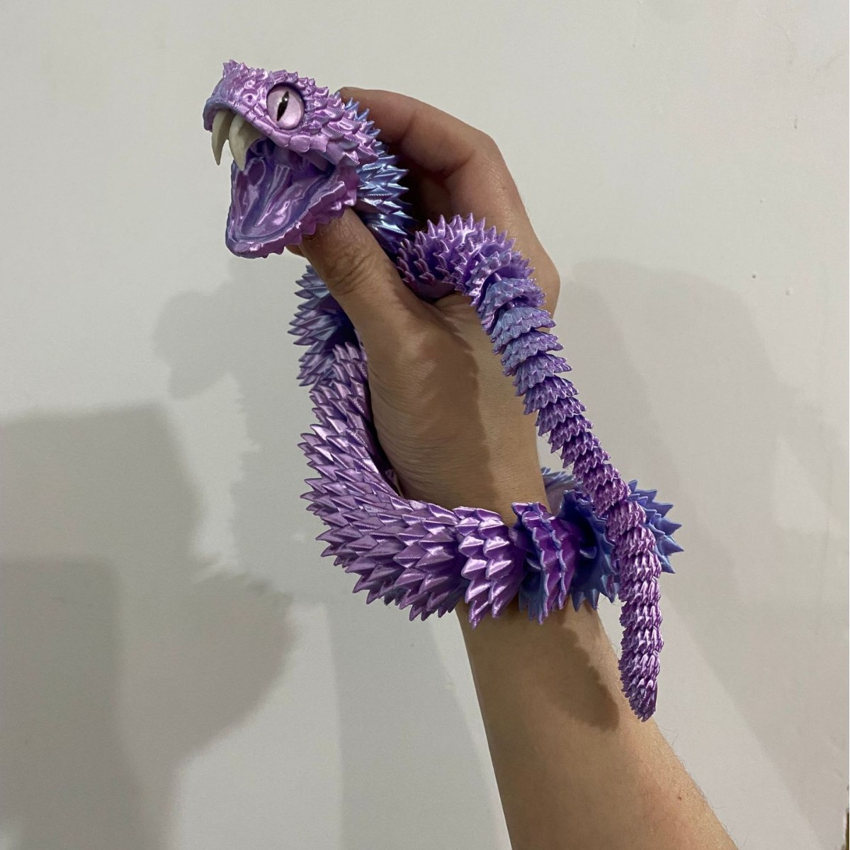 3D Printing Orthodontics - 30/45/60cm 3Dプリント製 開口と伸縮自在な歯を持つ可動式ヘビのおもちゃ、自宅の机の装飾に柔軟に使用可能