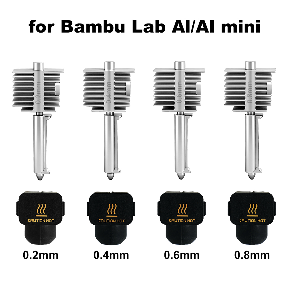 3D Printing Bambu - 3D プリントアクセサリー A1/A1 ミニ統合ノズルホットエンドキットステンレス鋼 0.2/0.4/0.6/0.8 ミリメートル
