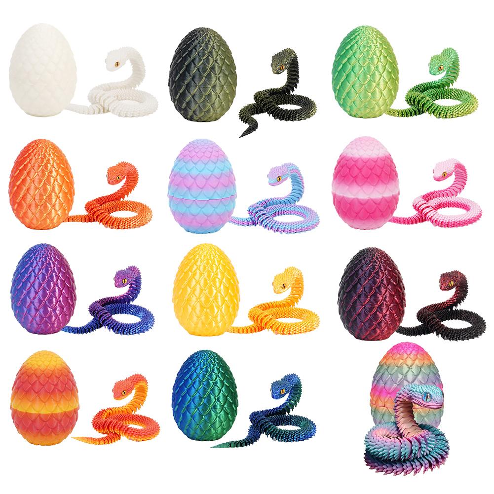 3D Printing Egg - 3Dプリント製クールな蛇龍の卵、多関節可動式、斬新なイースターギフト、人気商品、ストレス解消、子供のおもちゃ、デスクトップデコレーション