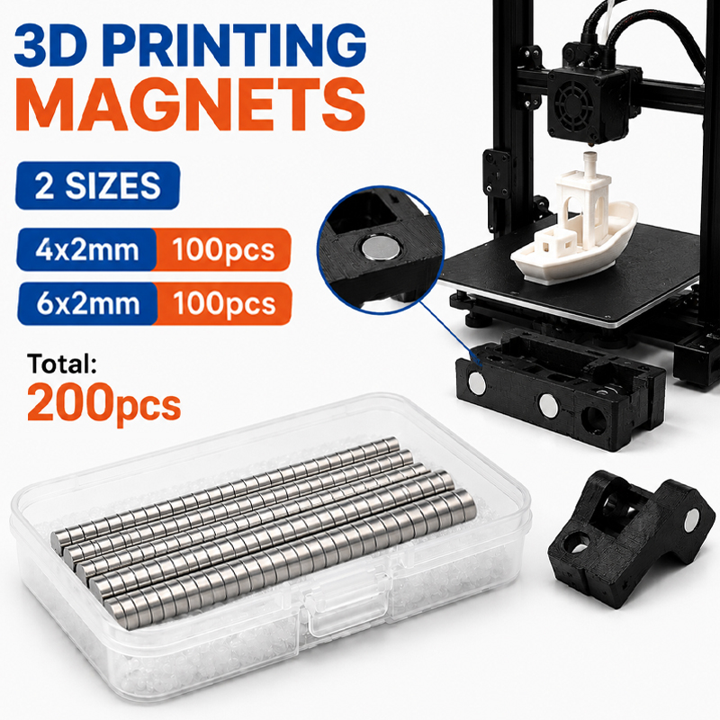 3D Printing Bambu - 200個/箱 3Dプリントマグネットキット Bambu Lab用 強力ネオジム磁石 DIYクラフト