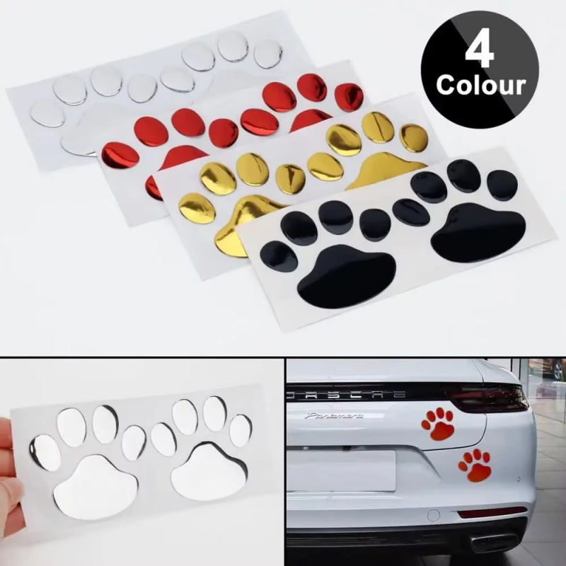 3D Printing Quote - 1/4 ペア 3D ステッカー足跡動物犬猫クールなデザインクマの足跡デカール車のステッカー自動車オートバイ用