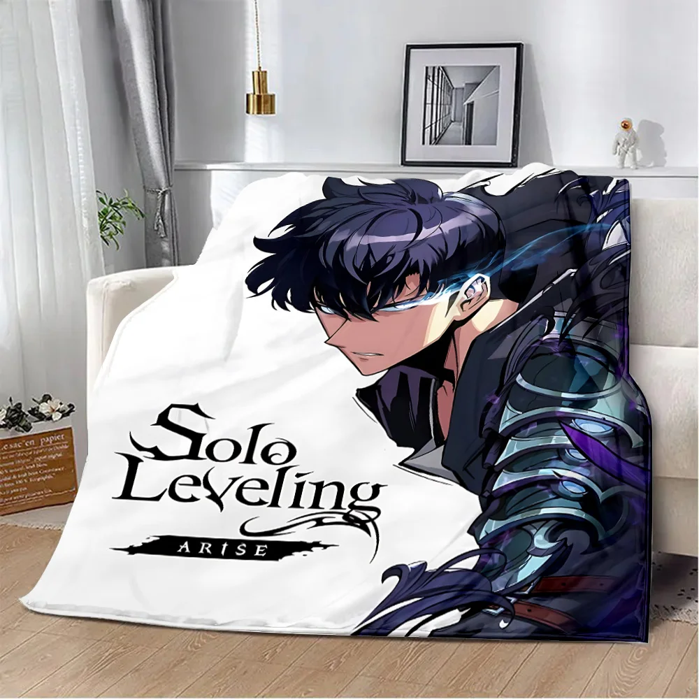 3D Printing Solo - パープルハンサムソロレベリング漫画 3D プリントブランケットフランネル暖かい居心地の良い毛布ホーム旅行誕生日ギフト椅子ソファルーム装飾