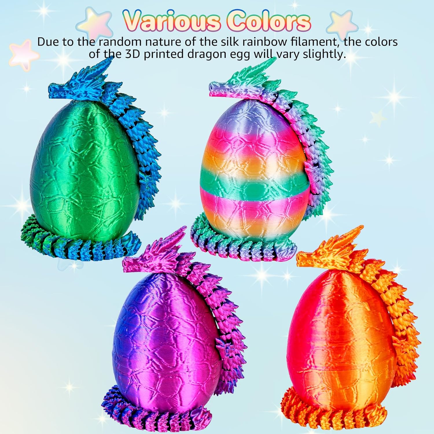 4個入り3Dプリントドラゴンエッグ、関節式ミニドラゴン付き、 - 3D Printing Egg のレビューと価格