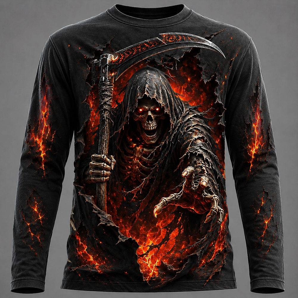 ハロウィン男性 3D グラフィックプリント長袖 Tシャツゴシ - 3D Printing Services のレビューと価格