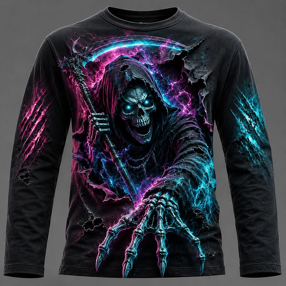ハロウィン男性 3D グラフィックプリント長袖 Tシャツゴシ - 3D Printing Services のレビューと価格
