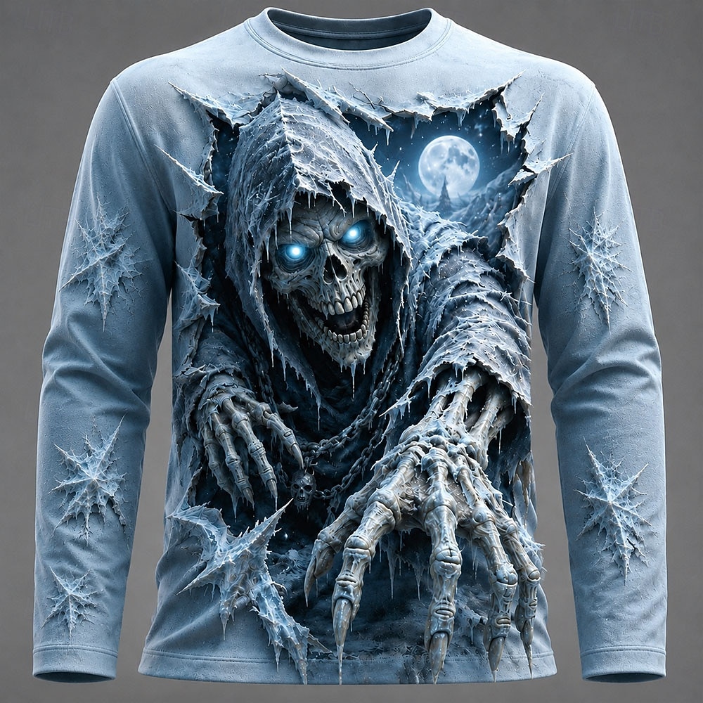 ハロウィン男性 3D グラフィックプリント長袖 Tシャツゴシ - 3D Printing Services のレビューと価格