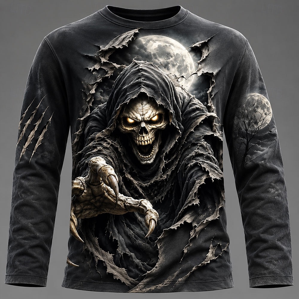ハロウィン男性 3D グラフィックプリント長袖 Tシャツゴシ - 3D Printing Services のレビューと価格