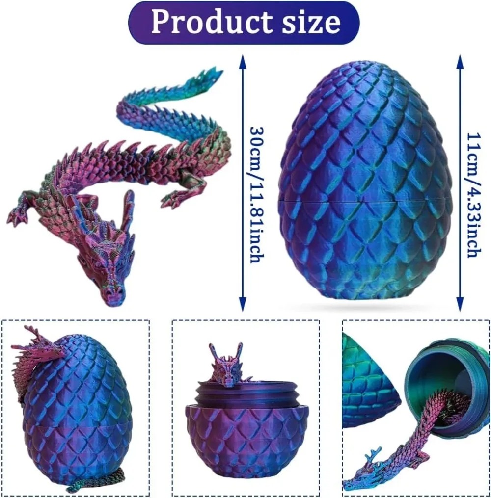 3Dミニチャイニーズドラゴンサプライズエッグ可動関節付き卓上 - 3D Printing Egg のレビューと価格