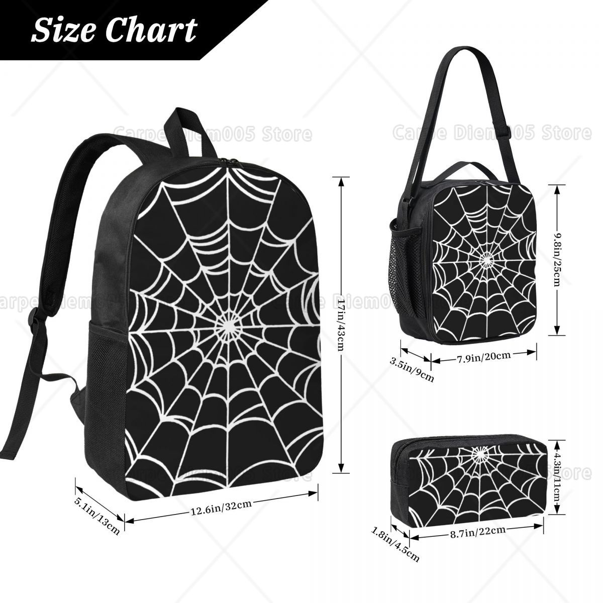 ブラック ウェブ スパイダー プリント バックパック セット - 3D Printing Web のレビューと価格