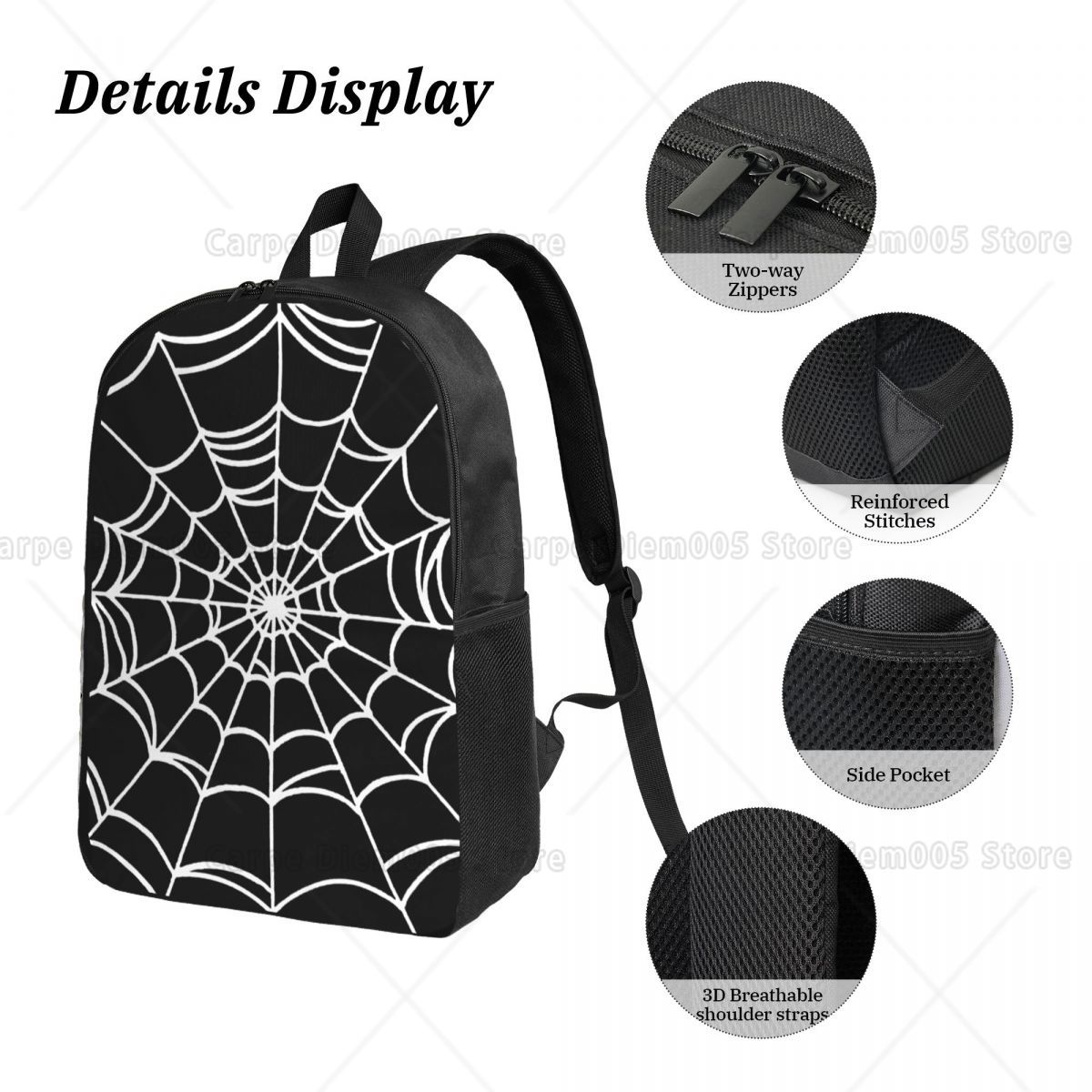 ブラック ウェブ スパイダー プリント バックパック セット - 3D Printing Web のレビューと価格