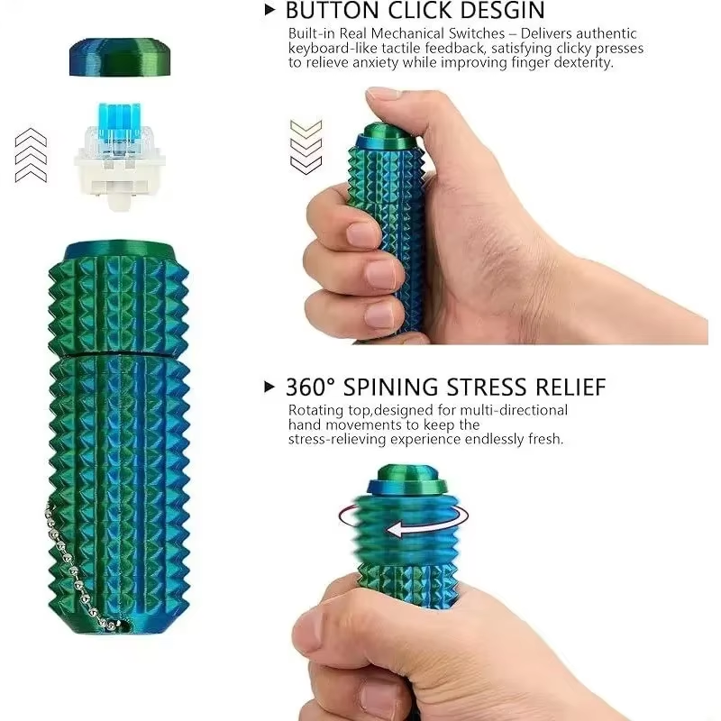 面白い3Dプリント製のスパイキーフィジェットトイボタンクリッ - 3D Printing Fidget Toys のレビューと価格