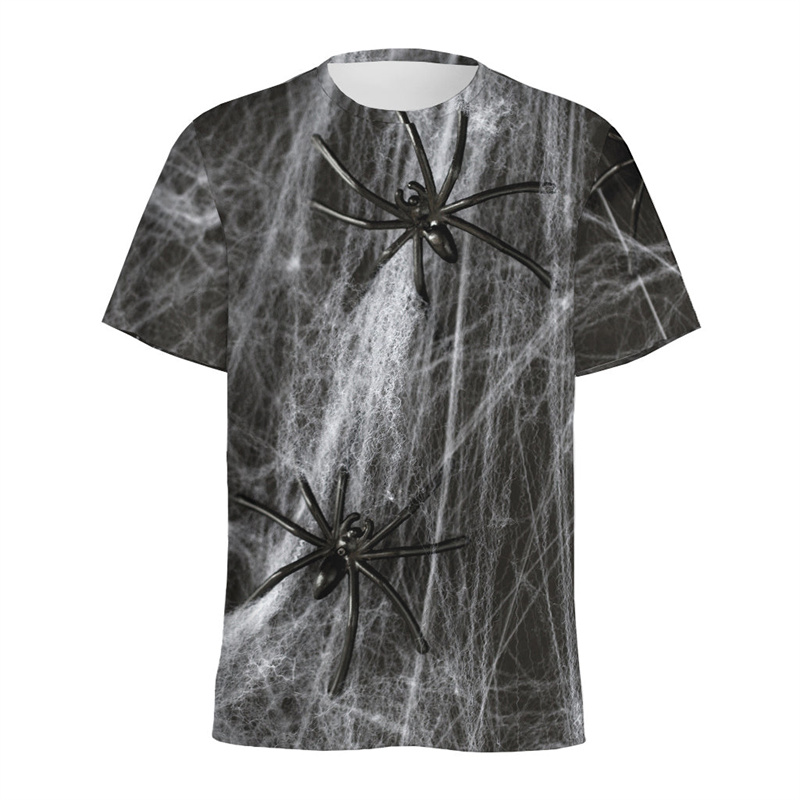 メンズハロウィンスパイダーウェブグラフィックTシャツ,半袖ラ - 3D Printing Web のレビューと価格