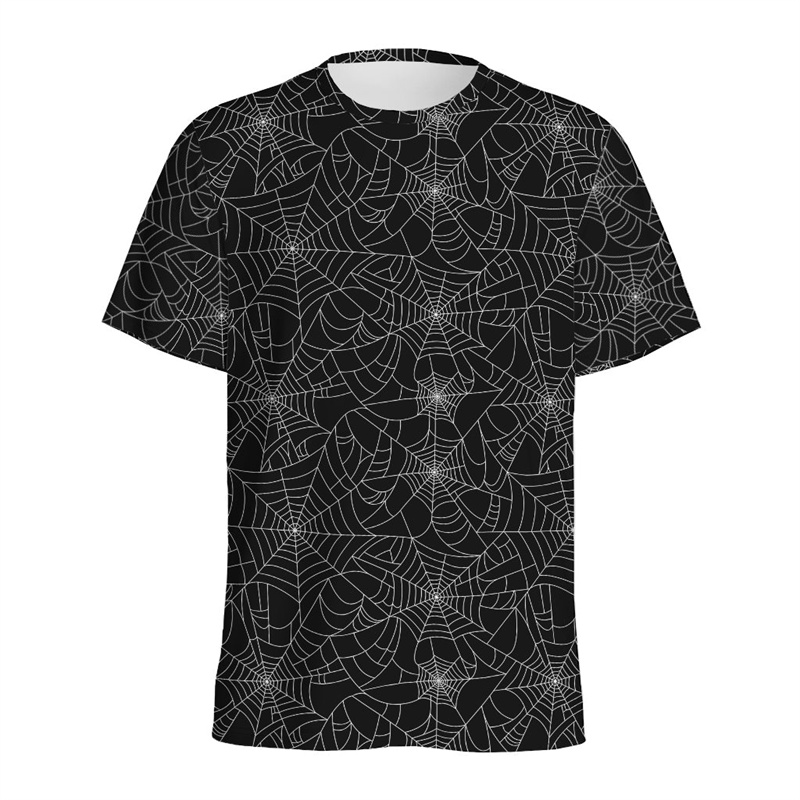 メンズハロウィンスパイダーウェブグラフィックTシャツ,半袖ラ - 3D Printing Web のレビューと価格