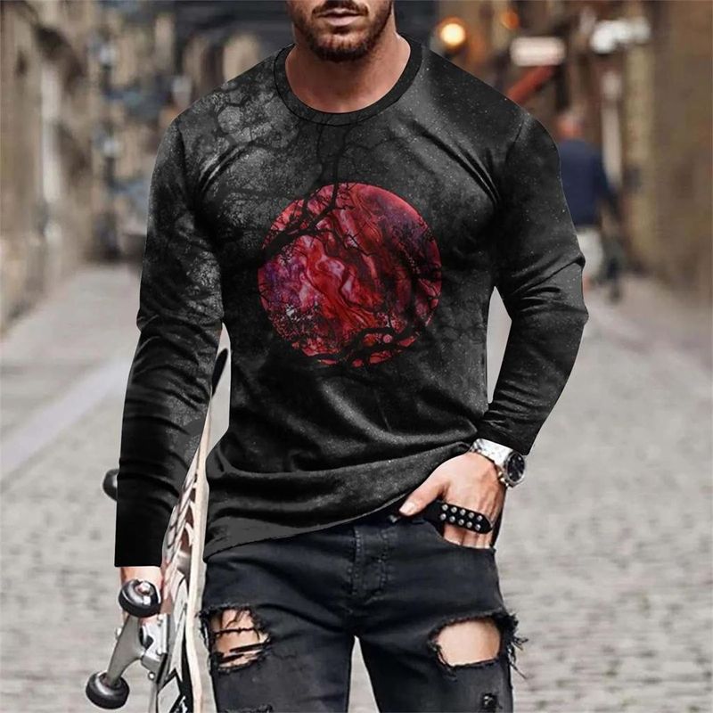 男性用長袖Tシャツ,特大ストリートウェア,スパイダーウェブ3 - 3D Printing Web のレビューと価格