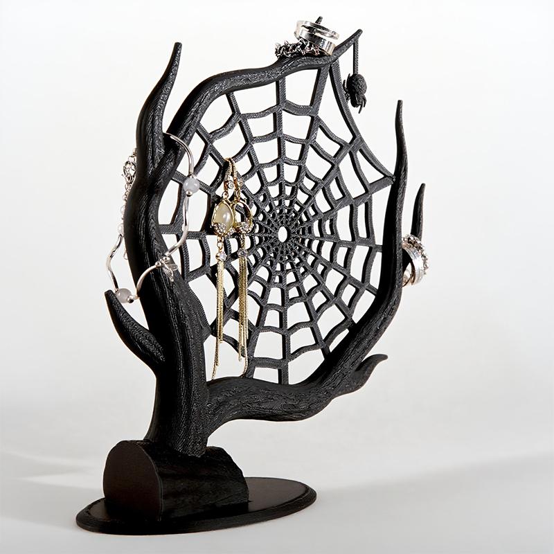 精密3Dプリント製スパイダーウェブジュエリースタンド ハロウ - 3D Printing Web のレビューと価格