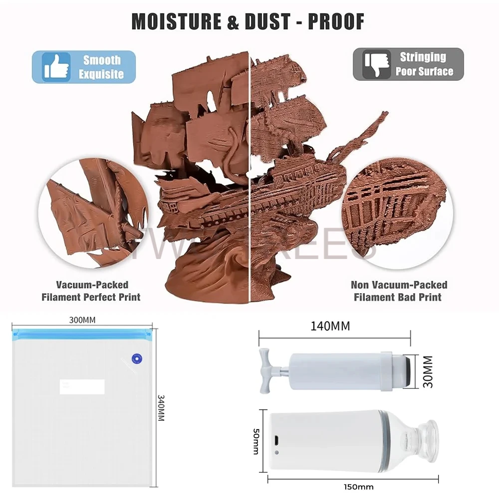 3D プリント真空バッグフィラメントドライヤー PLA AB - Abs Filament Spool のレビューと価格